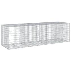 Panier gabion cl&ocirc;ture cage mur de sout&egrave;nement avec couvercle 350 x 100 x 100 cm fer galvanis&eacute; Argen