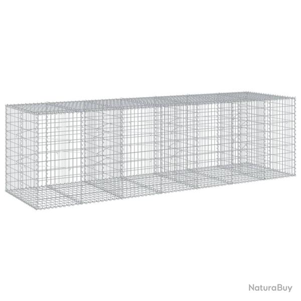 Panier gabion cl�ture cage mur de sout�nement avec couvercle 350 x 100 x 100 cm fer galvanis� Argen