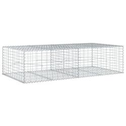 Panier gabion cl&ocirc;ture cage mur de sout&egrave;nement avec couvercle 200 x 100 x 50 cm fer galvanis&eacute; Argent