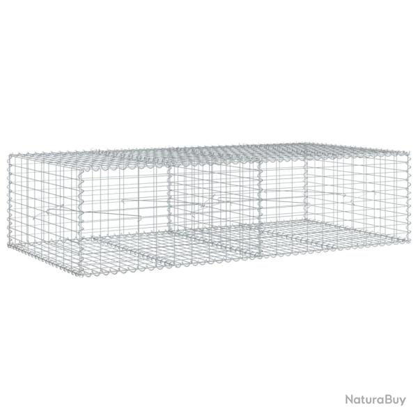Panier gabion cl�ture cage mur de sout�nement avec couvercle 200 x 100 x 50 cm fer galvanis� Argent