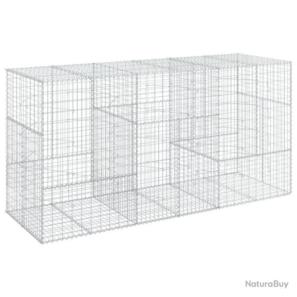 Panier gabion cl�ture cage mur de sout�nement avec couvercle 300 x 100 x 150 cm fer galvanis� Argen