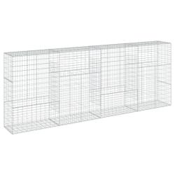 Panier gabion cl&ocirc;ture cage mur de sout&egrave;nement avec couvercle 400 x 50 x 150 cm fer galvanis&eacute; Argent