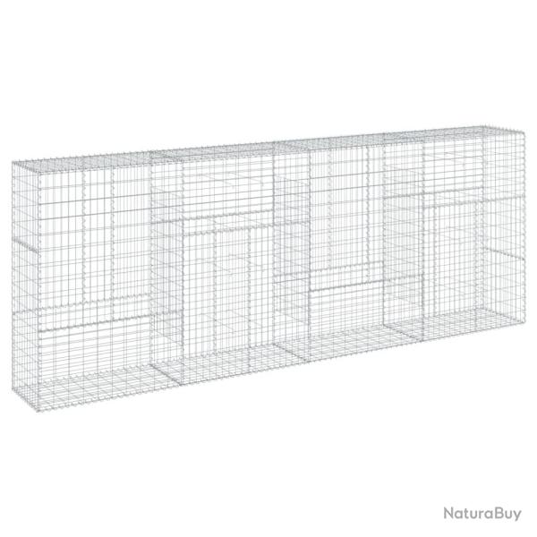 Panier gabion cl�ture cage mur de sout�nement avec couvercle 400 x 50 x 150 cm fer galvanis� Argent