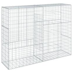 Panier gabion cl&ocirc;ture cage mur de sout&egrave;nement avec couvercle 200 x 50 x 150 cm fer galvanis&eacute; Argent