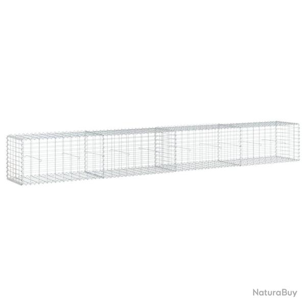 Panier gabion cl�ture cage mur de sout�nement avec couvercle 400 x 50 x 50 cm fer galvanis� Argent