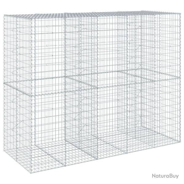 Panier gabion cl�ture cage mur de sout�nement avec couvercle 250 x 100 x 200 cm fer galvanis� Argen