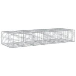 Panier gabion cl&ocirc;ture cage mur de sout&egrave;nement avec couvercle 300 x 100 x 50 cm fer galvanis&eacute; Argent