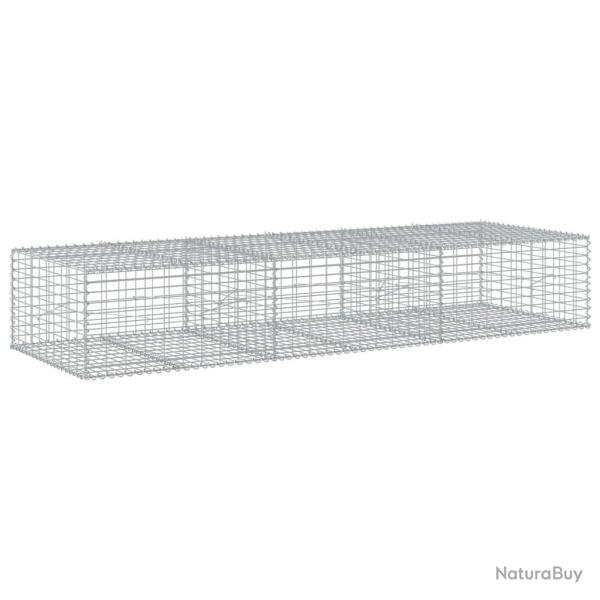 Panier gabion cl�ture cage mur de sout�nement avec couvercle 300 x 100 x 50 cm fer galvanis� Argent