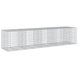 Panier gabion cl&ocirc;ture cage mur de sout&egrave;nement avec couvercle 450 x 100 x 100 cm fer galvanis&eacute; Argen