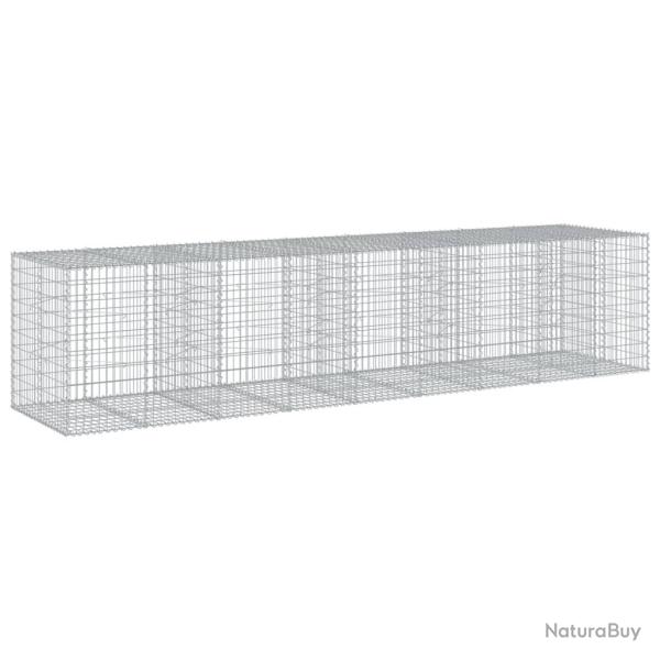 Panier gabion cl�ture cage mur de sout�nement avec couvercle 450 x 100 x 100 cm fer galvanis� Argen