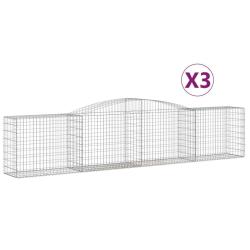 Paniers &agrave; gabions cl&ocirc;ture cage mur de sout&egrave;nement arqu&eacute;s 3 pcs 400 x 50 x 80/100 cm fer galvanis&eacute; A