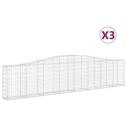 Paniers &agrave; gabions cl&ocirc;ture cage mur de sout&egrave;nement arqu&eacute;s 3 pcs 400 x 30 x 80/100 cm fer galvanis&eacute; A