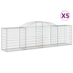 Paniers &agrave; gabions cl&ocirc;ture cage mur de sout&egrave;nement arqu&eacute;s 5 pcs 300 x 50 x 80/100 cm fer galvanis&eacute; A