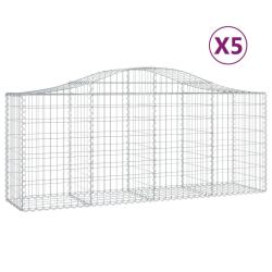 Paniers &agrave; gabions cl&ocirc;ture cage mur de sout&egrave;nement arqu&eacute;s 5 pcs 200 x 50 x 80/100 cm fer galvanis&eacute; A