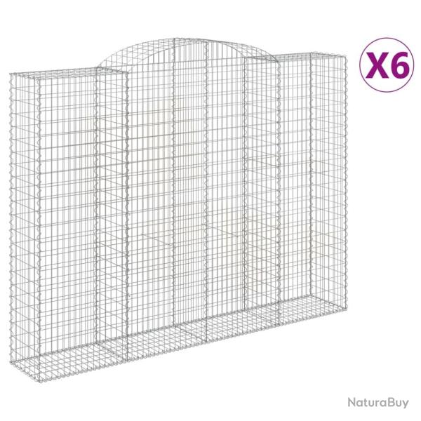 Paniers � gabions cl�ture cage mur de sout�nement arqu�s 6 pcs 300 x 50 x 220/240 cm fer galvanis�