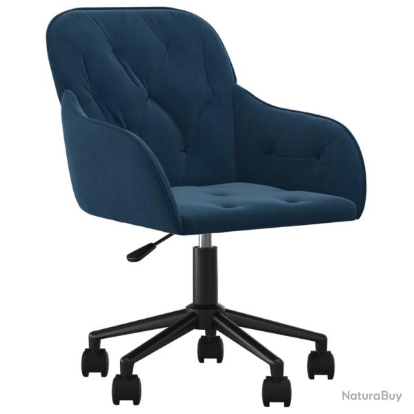 Chaise fauteuil si�ge pivotante de bureau informatique �tude velours bleu 02_0024092