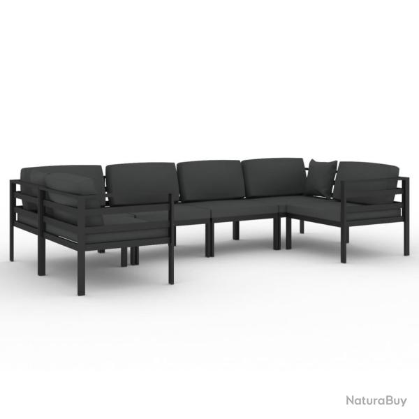 Salon de jardin meuble d'ext�rieur ensemble de mobilier 6 pi�ces avec coussins aluminium anthracite