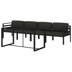 Salon de jardin meuble d'ext&eacute;rieur ensemble de mobilier 5 pi&egrave;ces avec coussins aluminium anthracite