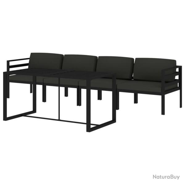 Salon de jardin meuble d'ext�rieur ensemble de mobilier 5 pi�ces avec coussins aluminium anthracite