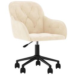 Chaise fauteuil si&egrave;ge pivotante de bureau informatique &eacute;tude velours cr&egrave;me 02_0024103