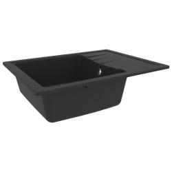 &Eacute;vier de cuisine avec trou de trop-plein 58 x 44 cm granit noir 02_0004360