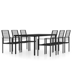Ensemble de salle &agrave; manger de jardin meuble ext&eacute;rieur 7 pi&egrave;ces noir 02_0014038