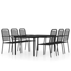 Ensemble de salle &agrave; manger de jardin meuble ext&eacute;rieur 7 pi&egrave;ces noir 02_0014007