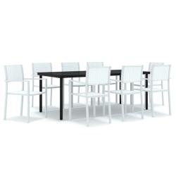 Ensemble de salle &agrave; manger de jardin meuble ext&eacute;rieur 9 pi&egrave;ces blanc 02_0014077