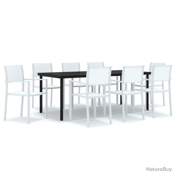 Ensemble de salle � manger de jardin meuble ext�rieur 9 pi�ces blanc 02_0014077