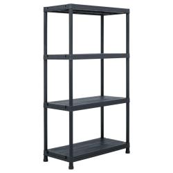&Eacute;tag&egrave;re de rangement 100 kg 60 x 30 x 138 cm plastique noir 02_0000634