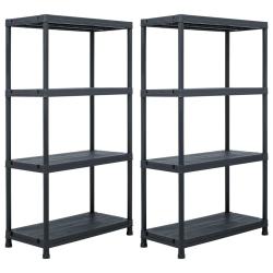 &Eacute;tag&egrave;res de rangement 2 pi&egrave;ces 60 x 30 x 138 cm plastique noir 02_0000670