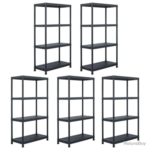 �tag�res de rangement 5 pi�ces 60 x 30 x 138 cm plastique noir 02_0000674