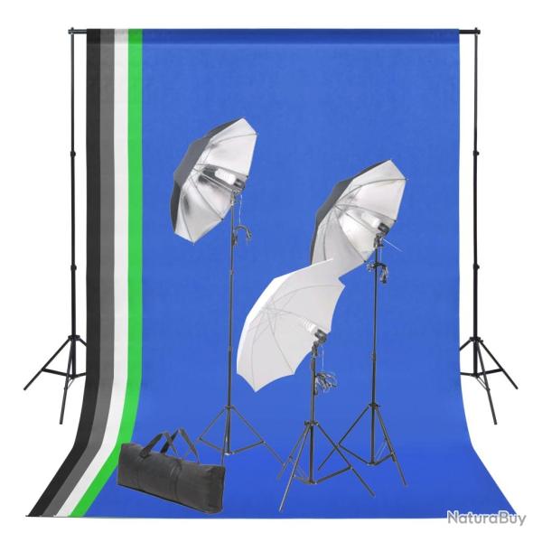Kit de studio photo professionnel avec 5 toiles de fond et jeu d'�clairage 02_0001488