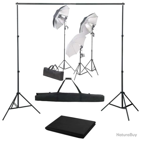 Kit de studio photo professionnel avec ensemble d'�clairage et toile de fond noir 02_0001450