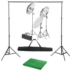 Kit de studio photo professionnel avec ensemble d'&eacute;clairage et toile de fond vert 02_0001446