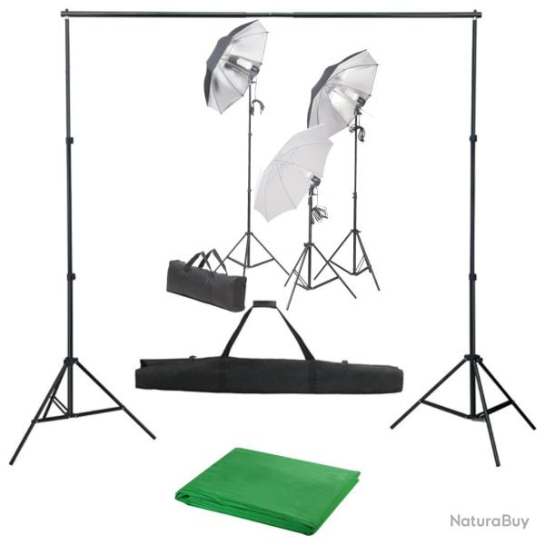 Kit de studio photo professionnel avec ensemble d'�clairage et toile de fond vert 02_0001446