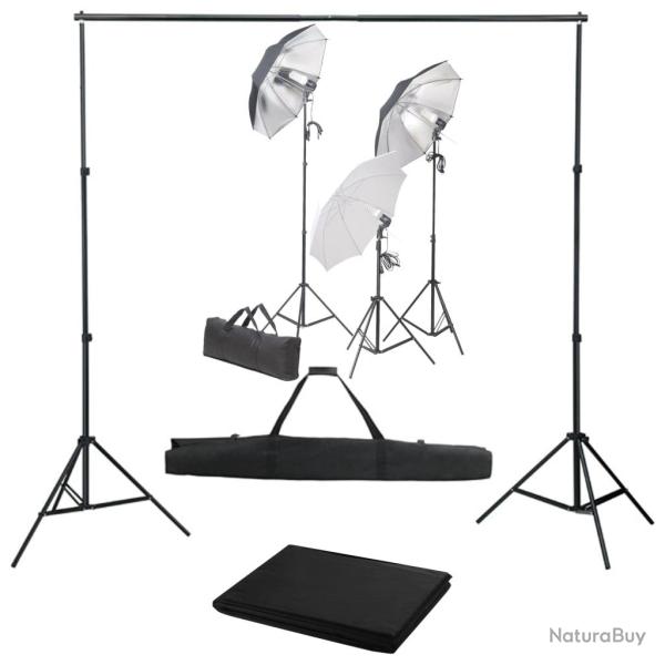 Kit de studio photo professionnel avec ensemble d'�clairage et toile de fond noir 02_0001447