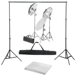 Kit de studio photo professionnel avec ensemble d'&eacute;clairage et toile de fond blanc 02_0001448