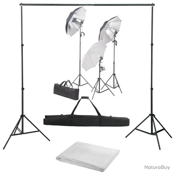Kit de studio photo professionnel avec ensemble d'�clairage et toile de fond blanc 02_0001448
