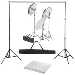 Kit de studio photo professionnel avec ensemble d'&eacute;clairage et toile de fond blanc 02_0001451