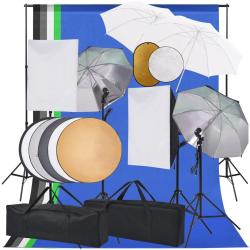 Kit de studio photo professionnel bo&icirc;te &agrave; lumi&egrave;re 5 toiles de fond et r&eacute;flecteur 02_0001516