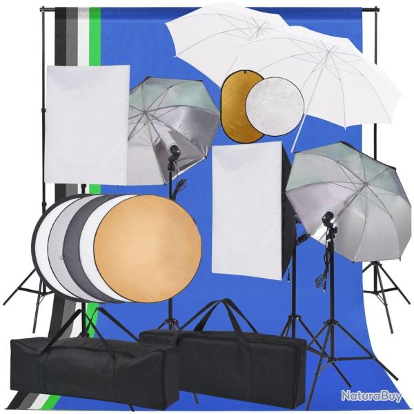 Kit de studio photo professionnel bo�te � lumi�re 5 toiles de fond et r�flecteur 02_0001516