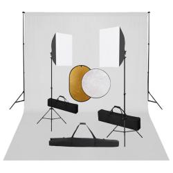 Kit de studio photo professionnel bo&icirc;te &agrave; lumi&egrave;re toile de fond blanc et r&eacute;flecteur 02_0001502