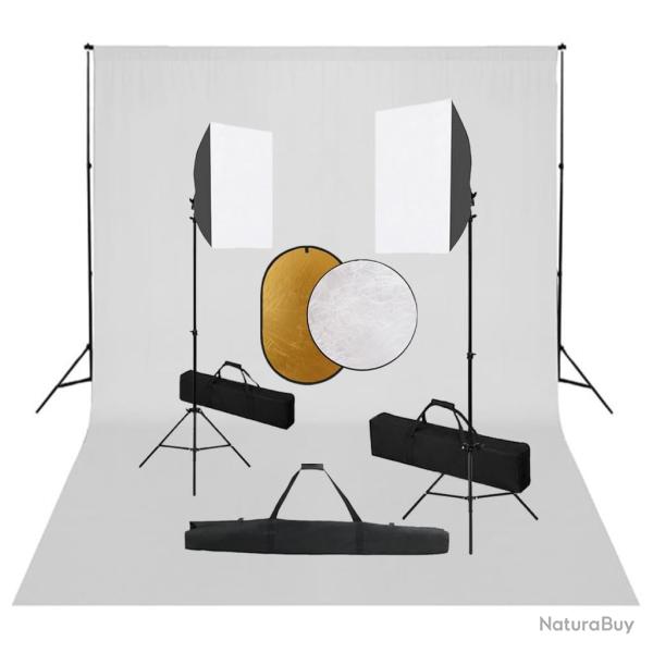 Kit de studio photo professionnel bo�te � lumi�re toile de fond blanc et r�flecteur 02_0001502