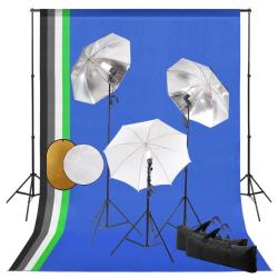Kit de studio photo professionnel avec lampes 5 toiles de fond et r&eacute;flecteur 02_0001474