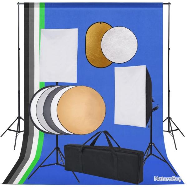 Kit de studio photo professionnel bo�te � lumi�re 5 toiles de fond et r�flecteur 02_0001515