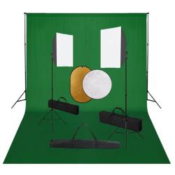 Kit de studio photo professionnel bo&icirc;te &agrave; lumi&egrave;re toile de fond vert et r&eacute;flecteur 02_0001500