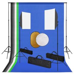 Kit de studio photo professionnel avec lampes 5 toiles de fond et r&eacute;flecteur 02_0001475