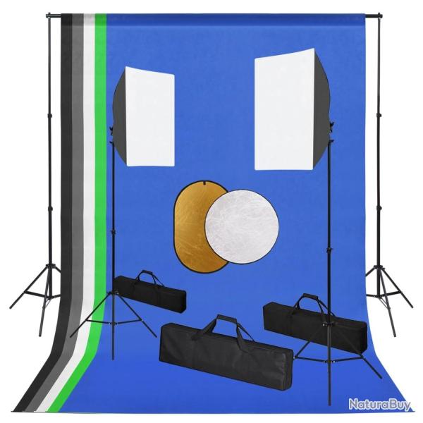 Kit de studio photo professionnel avec lampes 5 toiles de fond et r�flecteur 02_0001475