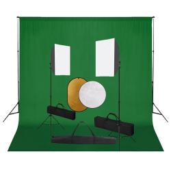 Kit de studio photo professionnel bo&icirc;te &agrave; lumi&egrave;re toile de fond vert et r&eacute;flecteur 02_0001497
